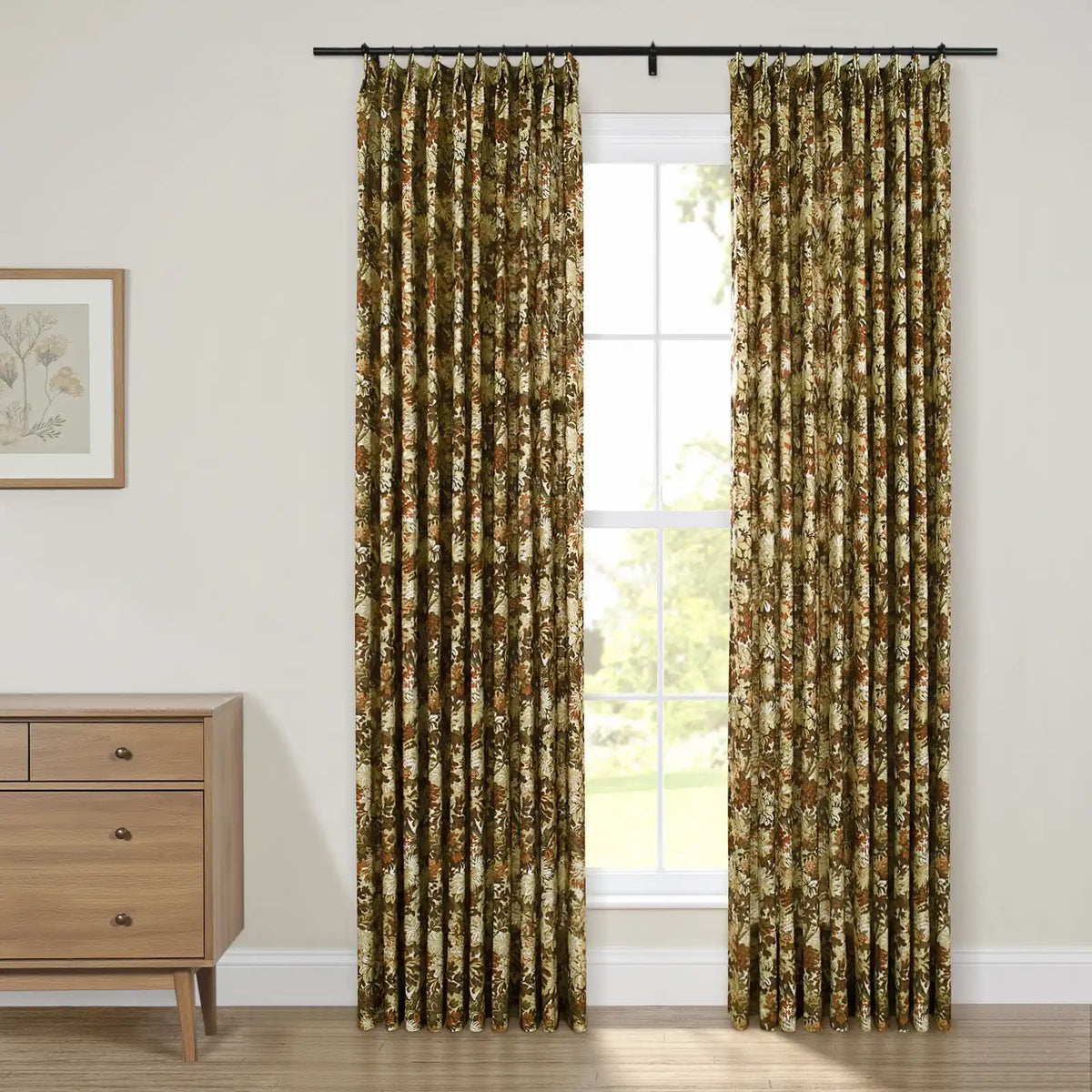 Britt Bengoechea x TWOPAGES Cottage Floral Printed Linen Cotton Pleated Curtains