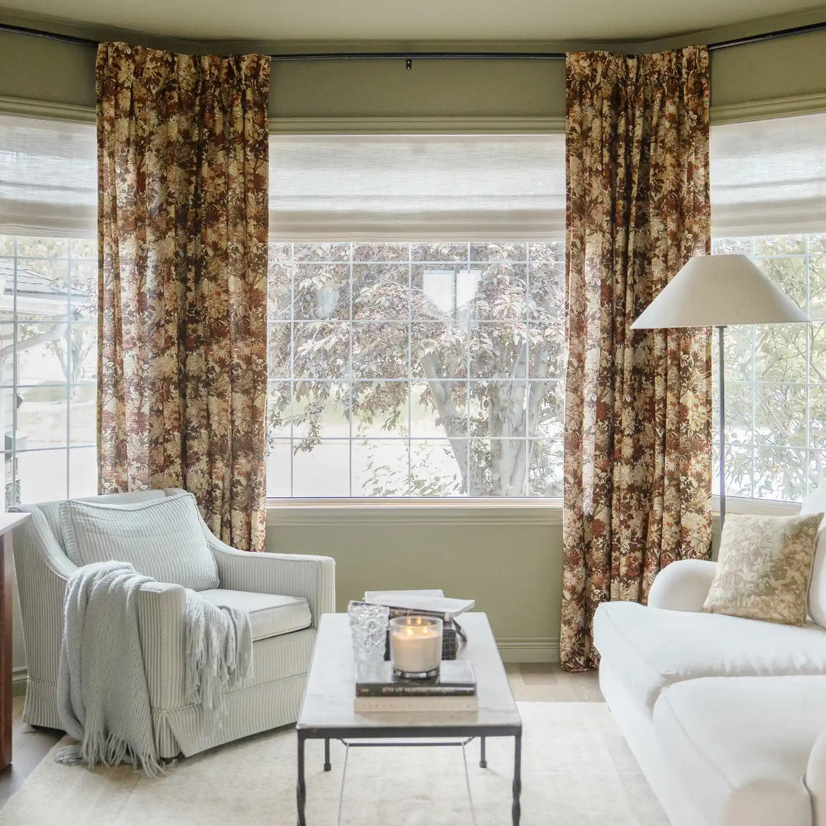 Britt Bengoechea x TWOPAGES Cottage Floral Printed Linen Cotton Pleated Curtains