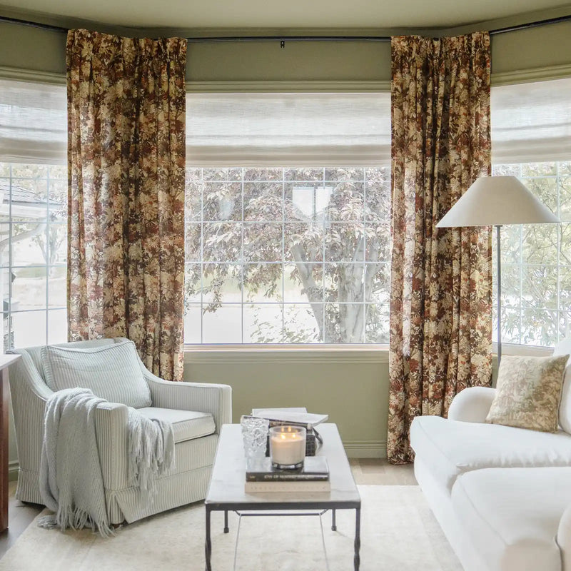 Britt Bengoechea x TWOPAGES Cottage Floral Printed Linen Cotton Pleated Curtains