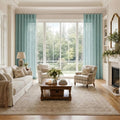 Liz Linen Ripple Fold Drapery with Snap Tape - Cato Traverse Rod- -TWOPAGES