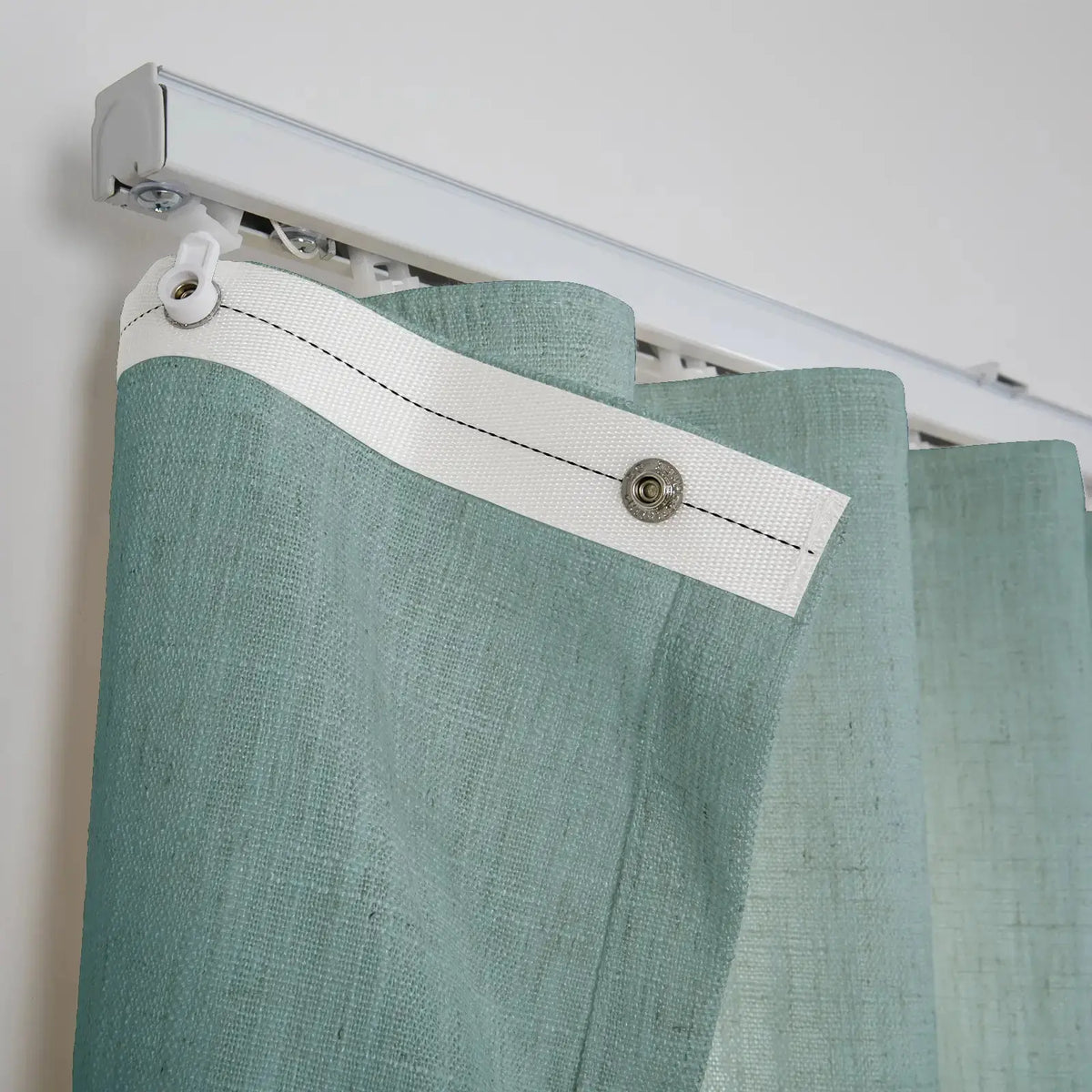 Liz Linen Ripple Fold Drapery with Snap Tape - Lora Track- -TWOPAGES