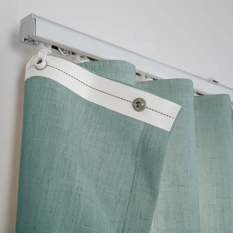 Liz Linen Ripple Fold Drapery with Snap Tape - Lora Track- -TWOPAGES