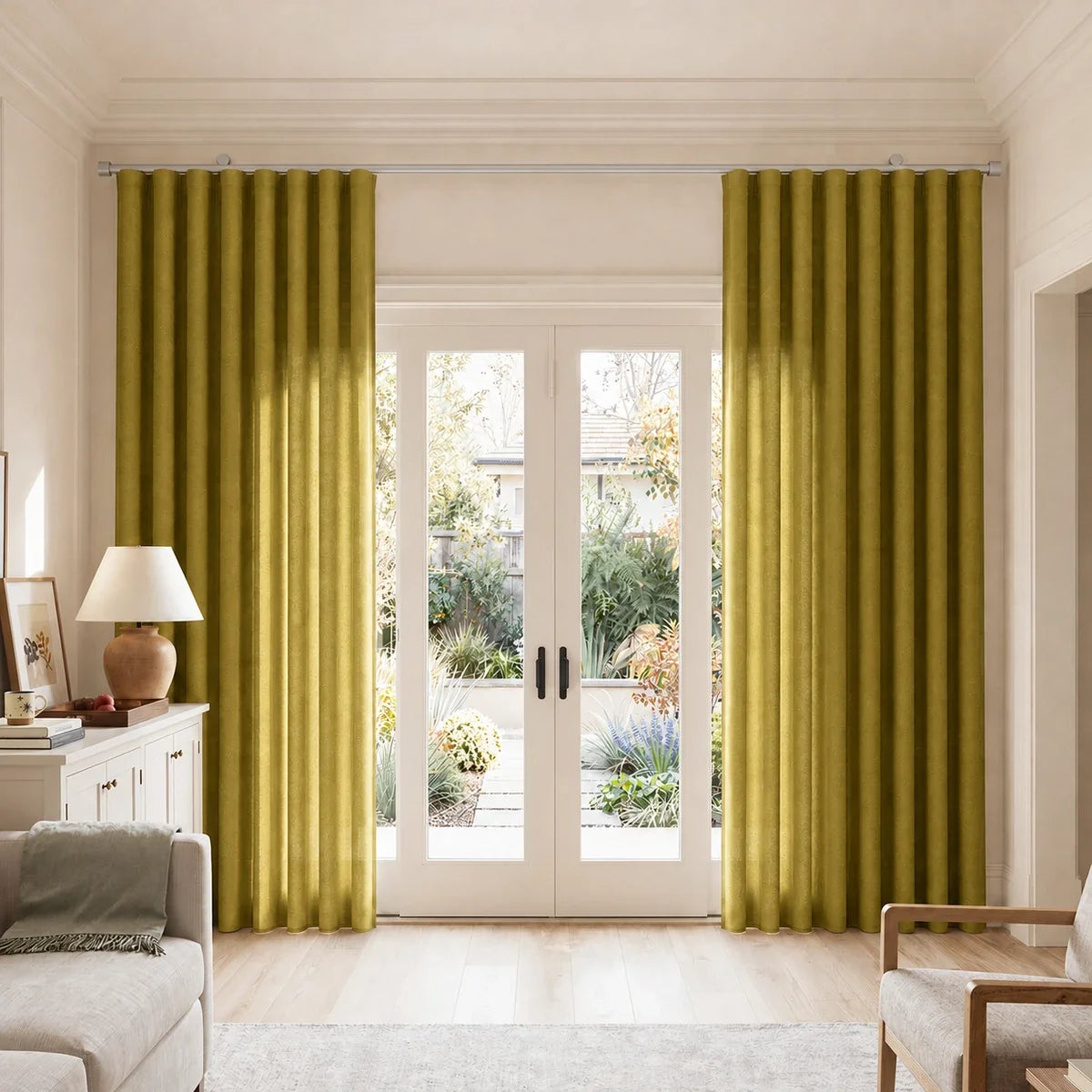 Birkin Velvet S-fold Curtains with Belt Hook - Cato Traverse Rod