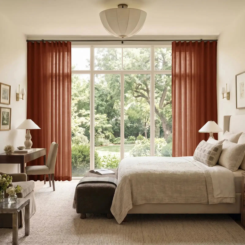 Liz Linen Ripple Fold Curtain with Belt Hook - Cato Traverse Rod- -TWOPAGES