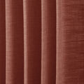 Firebrick Liz linen curtains in a close room detail highlighting the linen texture and colour