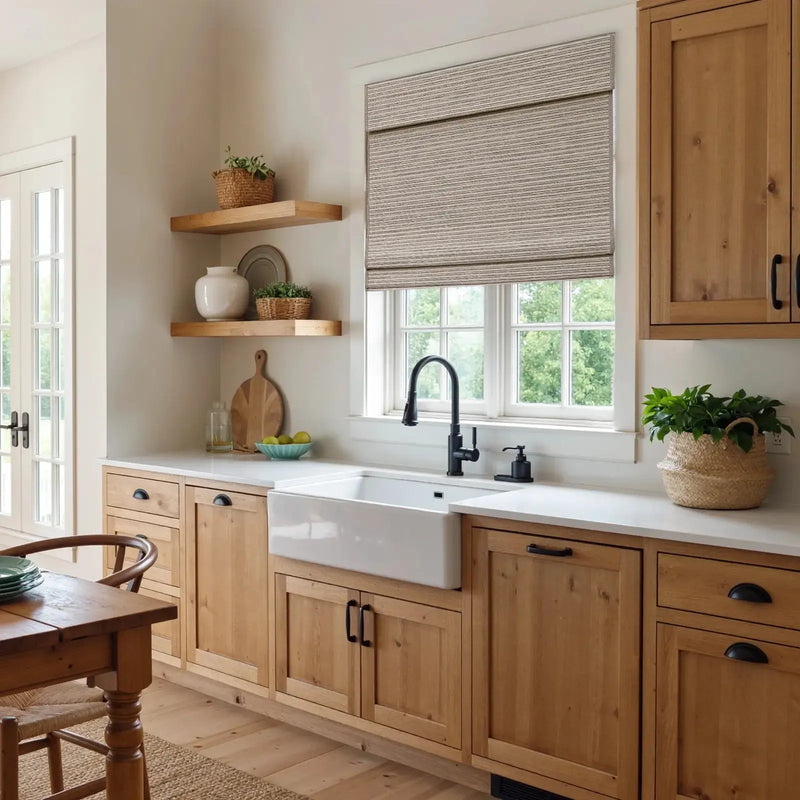 Rae Natural Ramie Flax Woven Wood Blinds - Series C