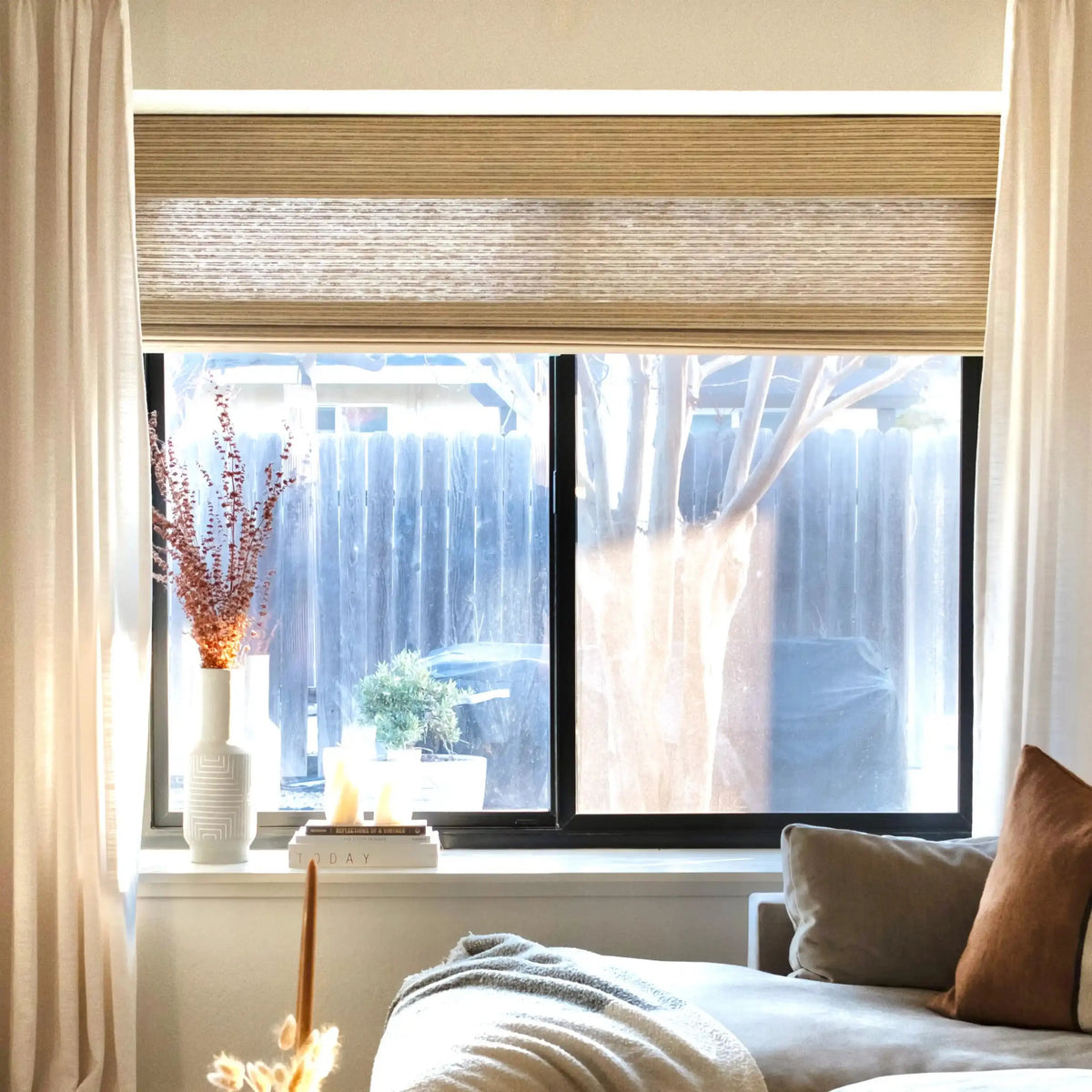 Rae Natural Ramie Flax Woven Wood Blinds - Series C