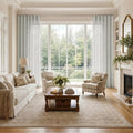 Liz Linen Ripple Fold Drapery with Snap Tape - Cato Traverse Rod- -TWOPAGES