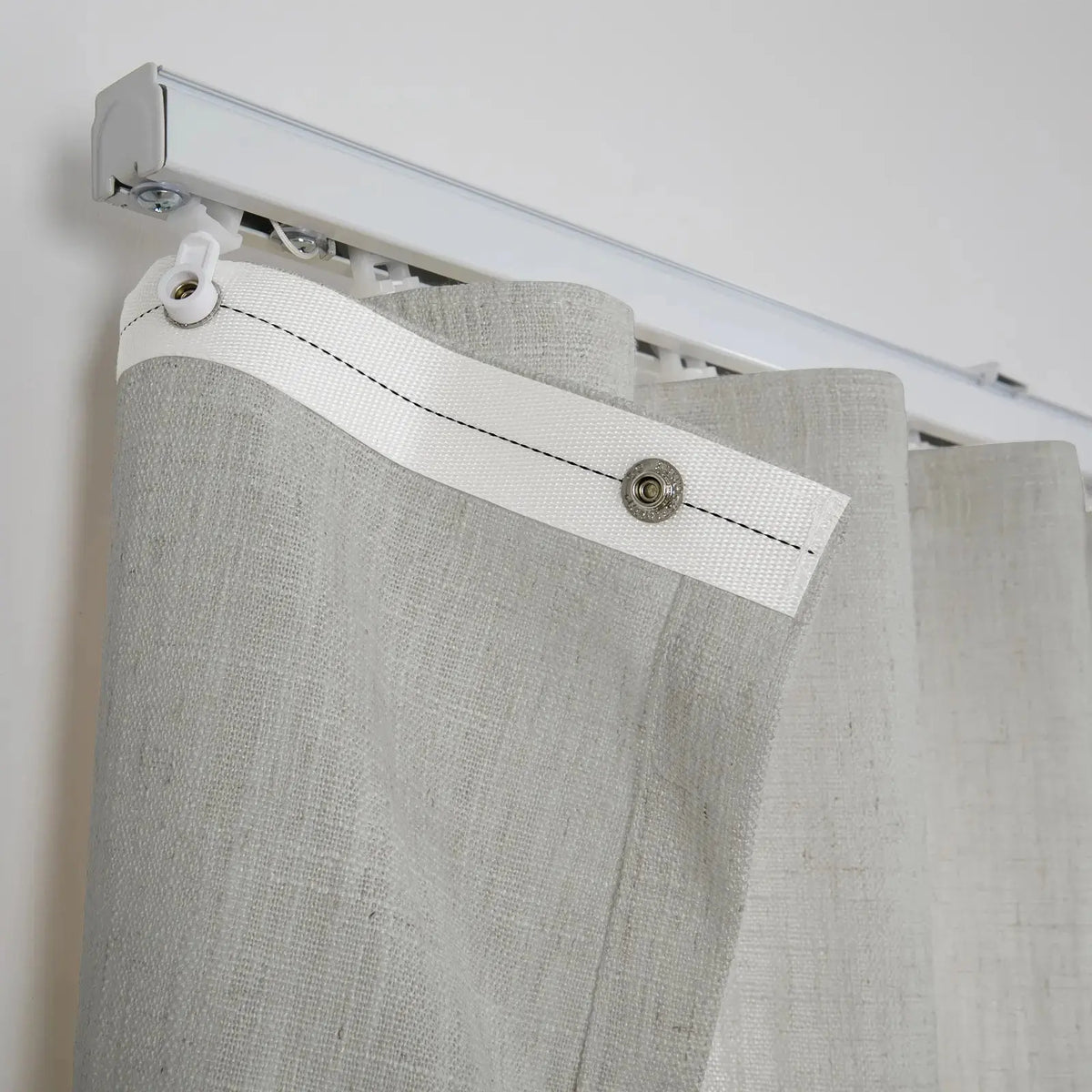 Liz Linen Ripple Fold Drapery with Snap Tape - Lora Track- -TWOPAGES