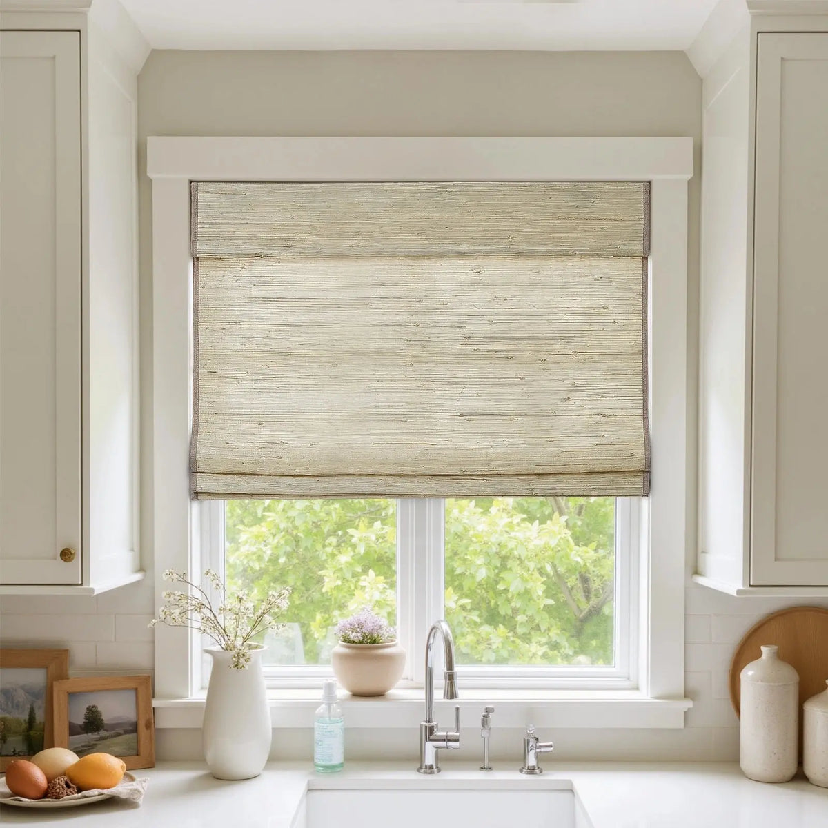 Rae Natural Ramie Flax Woven Wood Blinds - Series C