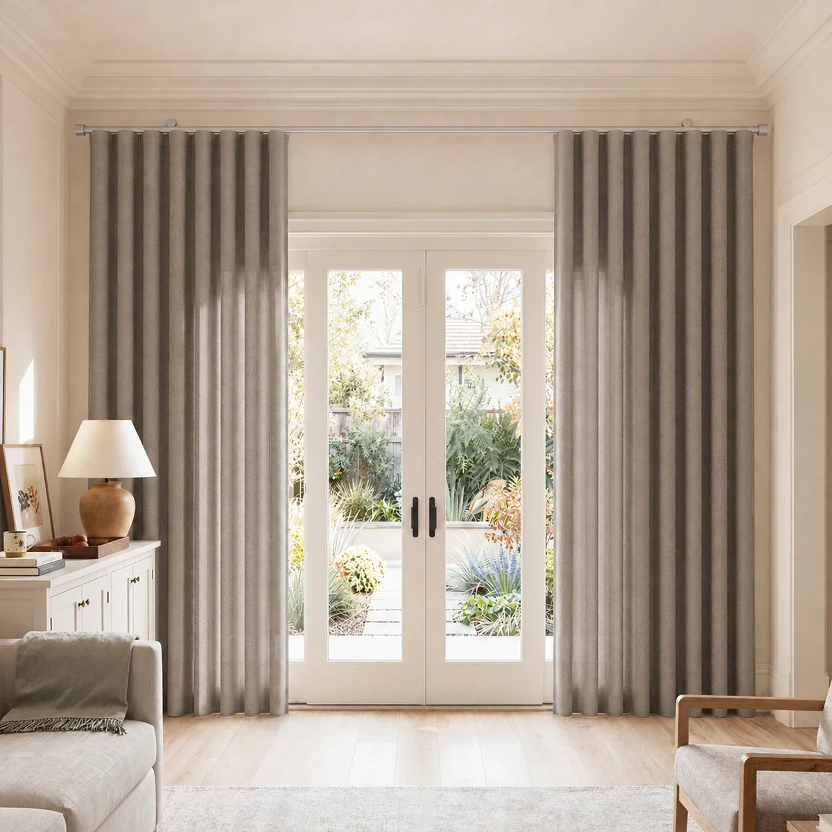 Birkin Velvet S-fold Curtains with Belt Hook - Cato Traverse Rod