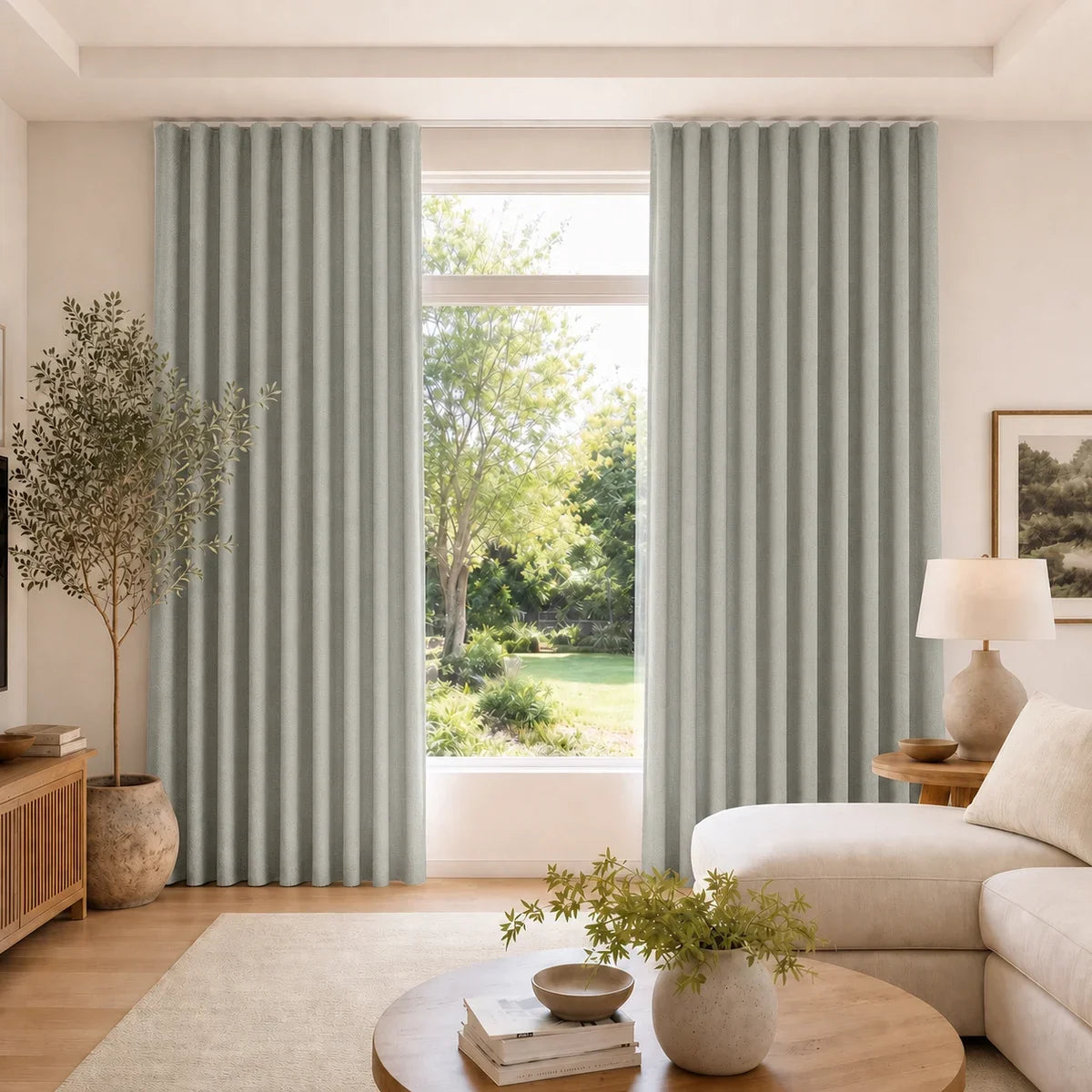 Karin Pure Wool S-fold Curtains with Belt Hook - Leo Track