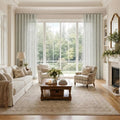 Liz Linen Ripple Fold Drapery with Snap Tape - Cato Traverse Rod- -TWOPAGES