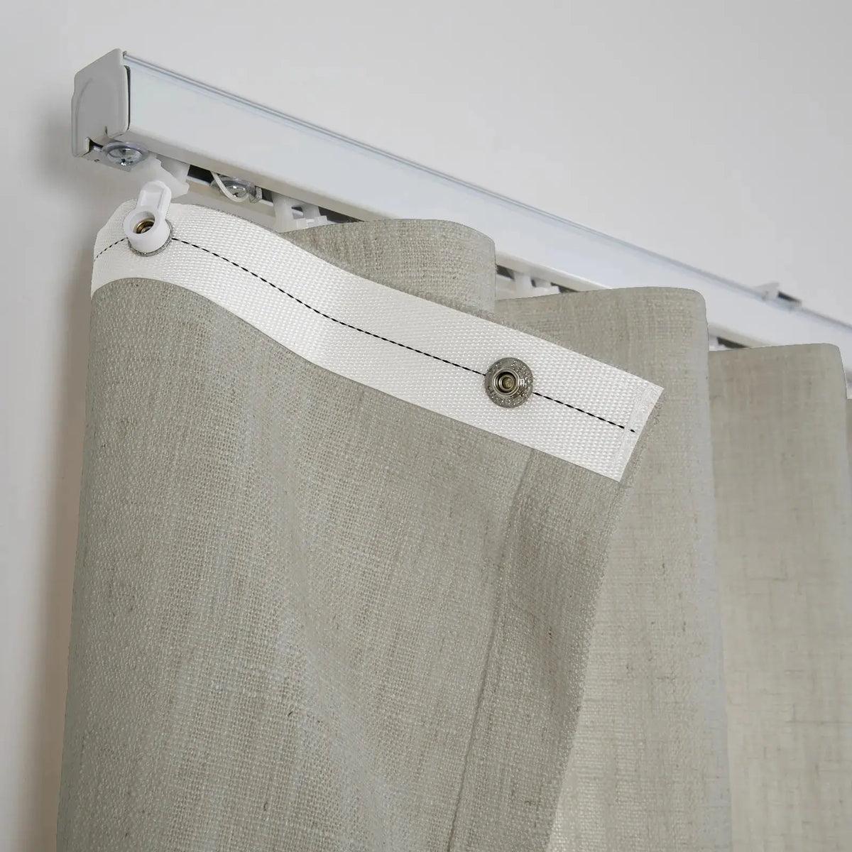Liz Linen Ripple Fold Drapery with Snap Tape - Lora Track- -TWOPAGES