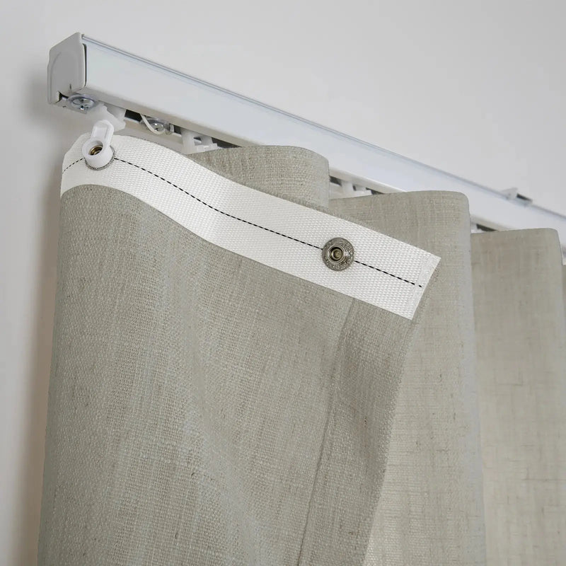 Liz Linen Ripple Fold Drapery with Snap Tape - Lora Track- -TWOPAGES