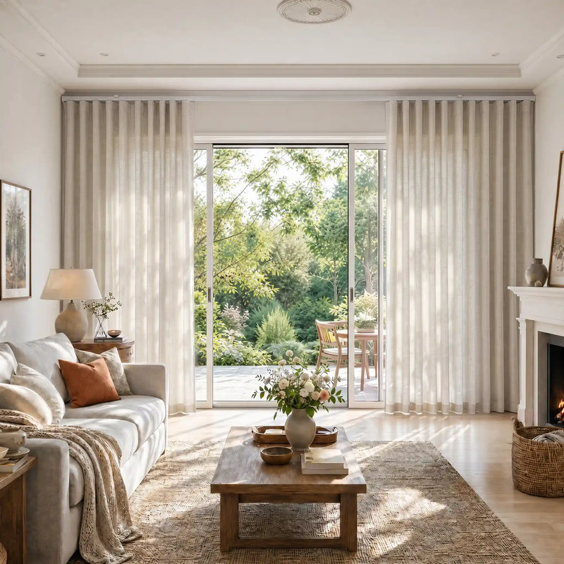 Liz Linen S-fold Curtains with Snap Tape - Lora Track