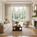 Liz Linen Ripple Fold Drapery with Snap Tape - Cato Traverse Rod- -TWOPAGES