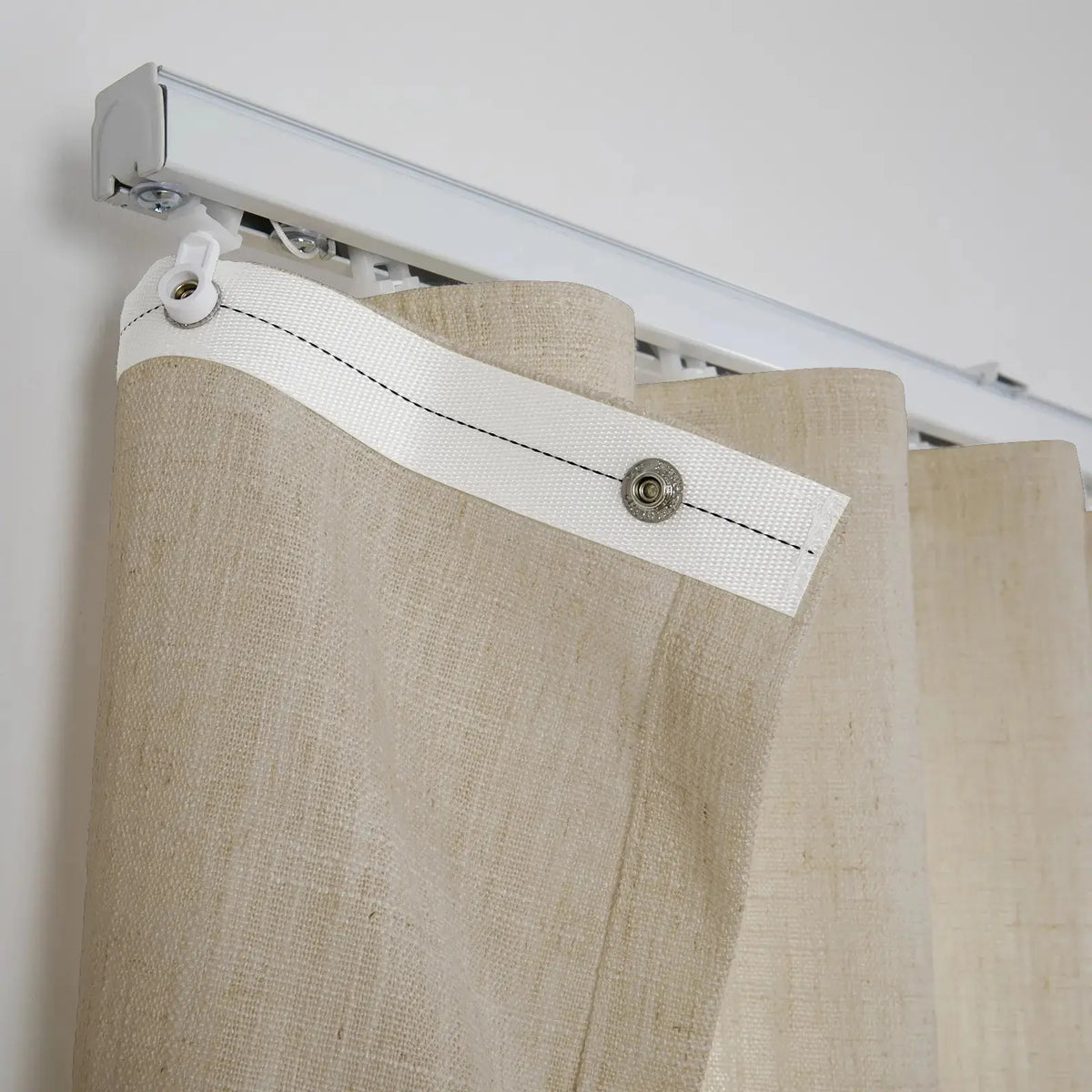 Liz Linen Ripple Fold Drapery with Snap Tape - Lora Track- -TWOPAGES