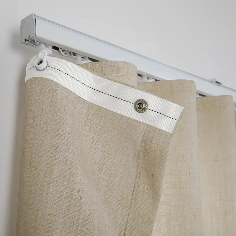 Liz Linen Ripple Fold Drapery with Snap Tape - Lora Track- -TWOPAGES