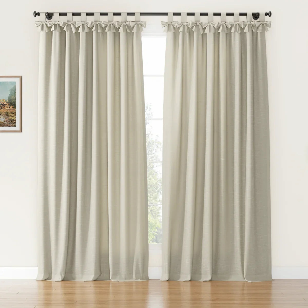 Jawara Textured Linen Cotton Tie Top Curtains