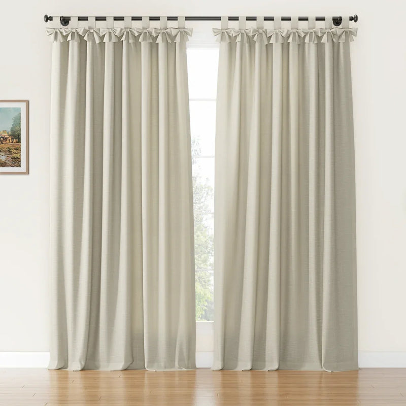 Jawara Textured Linen Cotton Tie Top Curtains