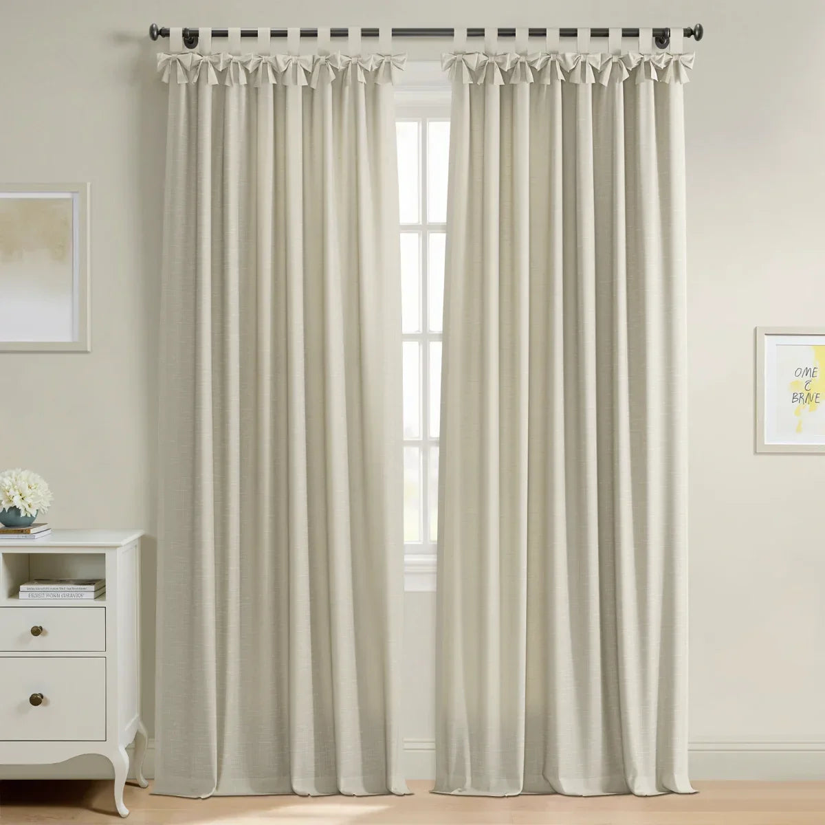Jawara Textured Linen Cotton Tie Top Curtains