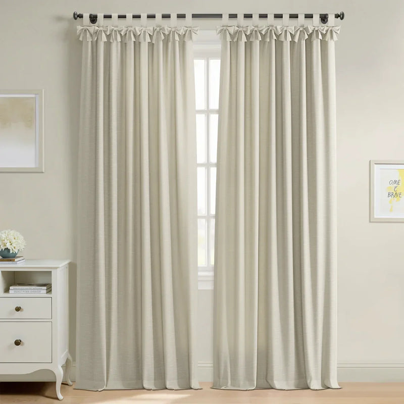 Jawara Textured Linen Cotton Tie Top Curtains