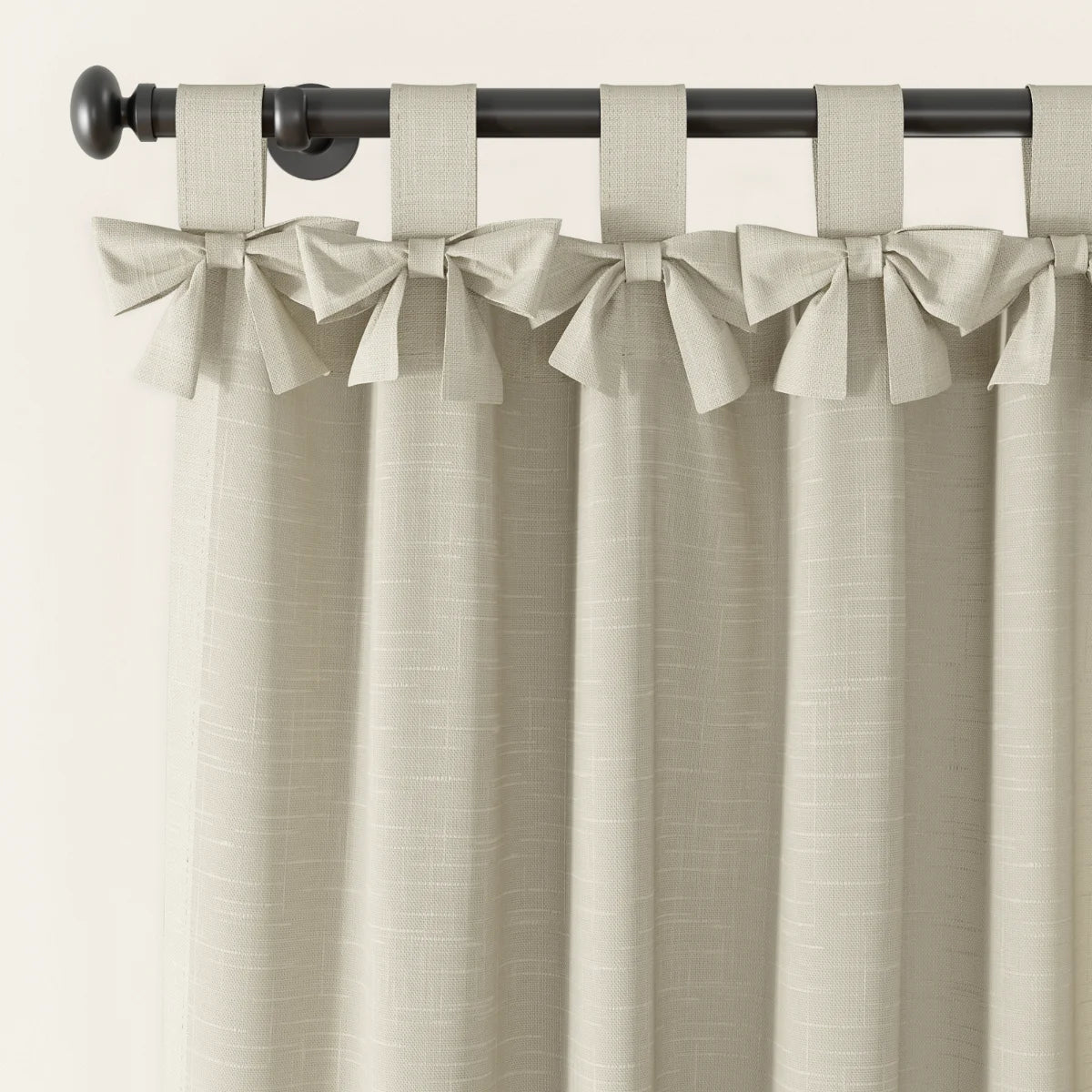 Jawara Textured Linen Cotton Tie Top Curtains