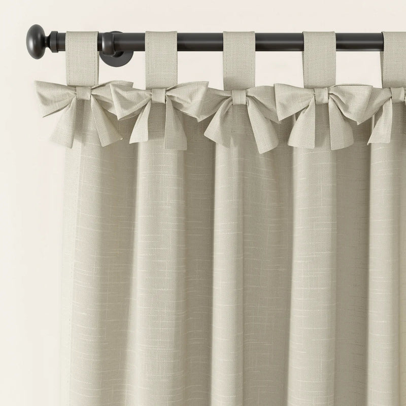 Jawara Textured Linen Cotton Tie Top Curtains