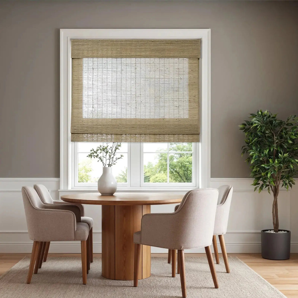 Rae Natural Ramie Jute Woven Wood Blinds - Series M