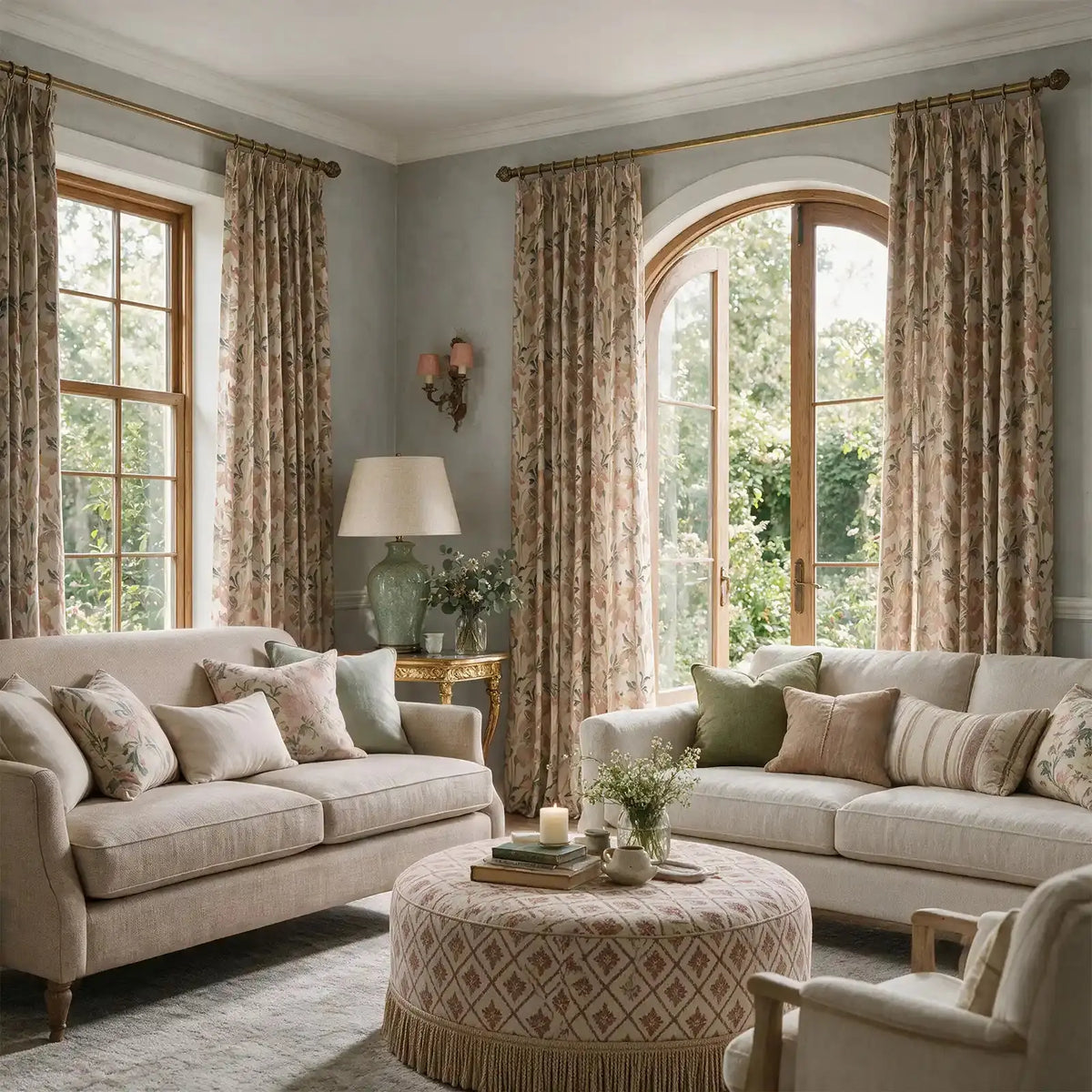 Sara Le x TWOPAGES Vintage Printed Linen Pleated Curtains