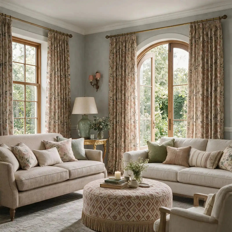 Sara Le x TWOPAGES Vintage Printed Linen Pleated Curtains