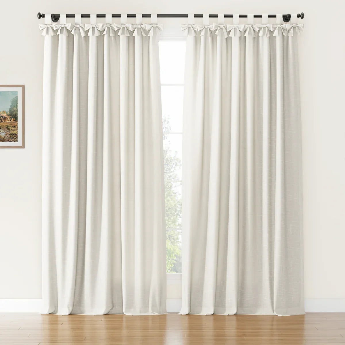 Jawara Textured Linen Cotton Tie Top Curtains