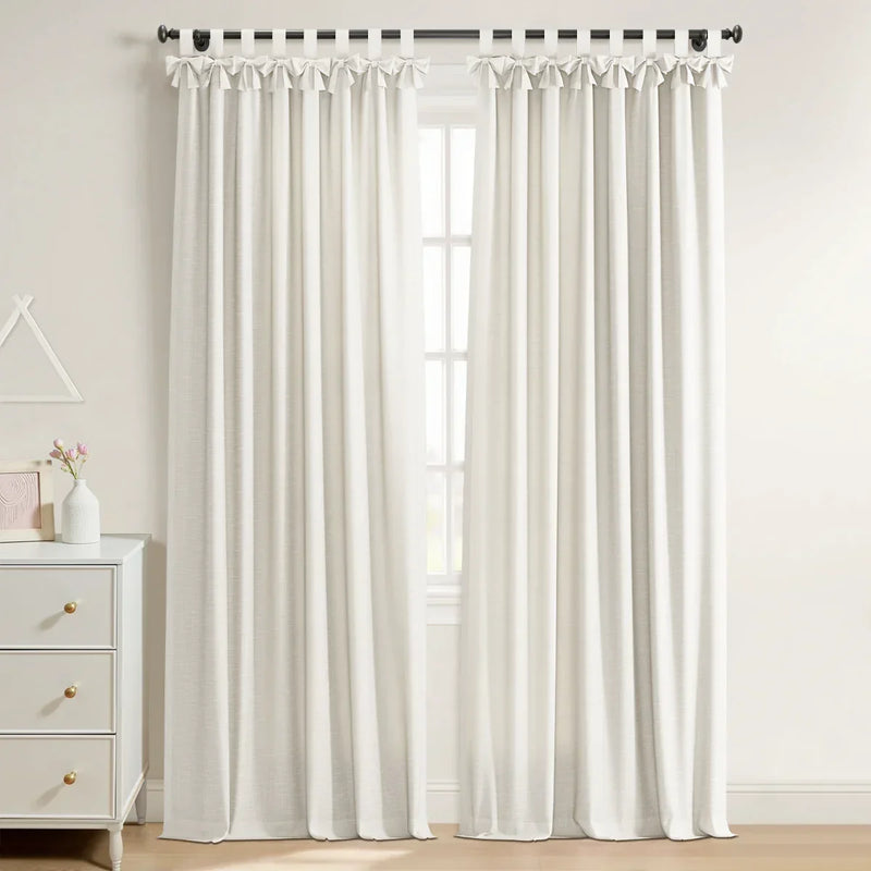Jawara Textured Linen Cotton Tie Top Curtains