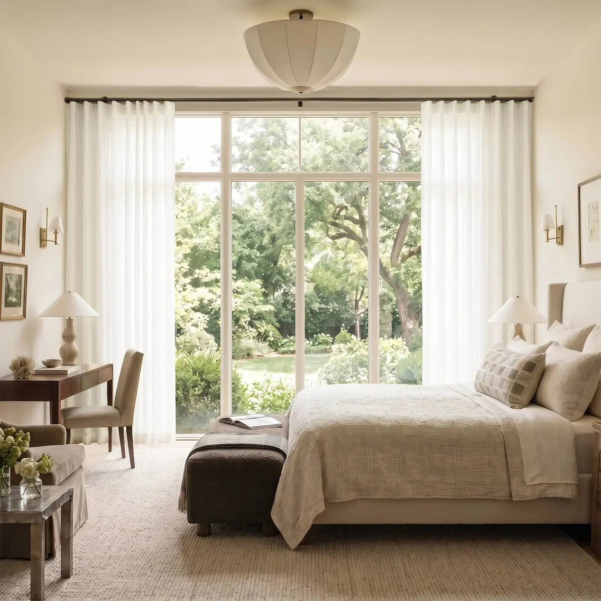 Liz Linen Ripple Fold Curtain with Belt Hook - Cato Traverse Rod- -TWOPAGES