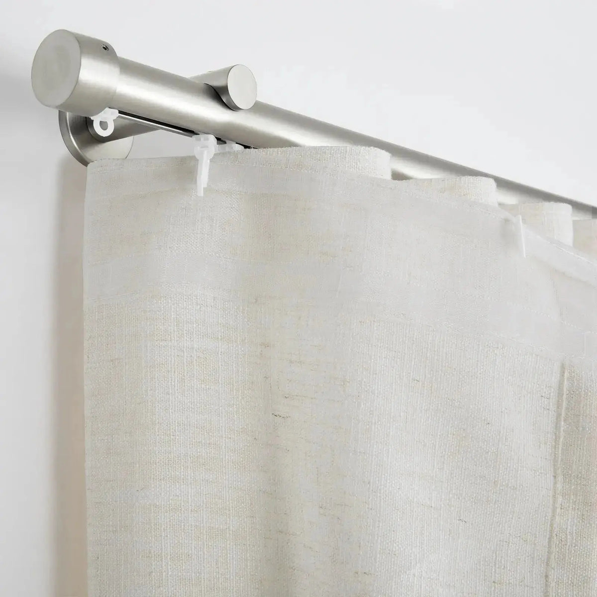 Liz Linen Ripple Fold Curtain with Belt Hook - Cato Traverse Rod- -TWOPAGES