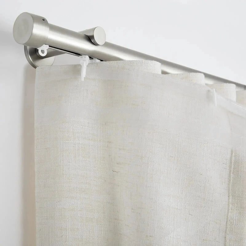 Liz Linen Ripple Fold Curtain with Belt Hook - Cato Traverse Rod- -TWOPAGES