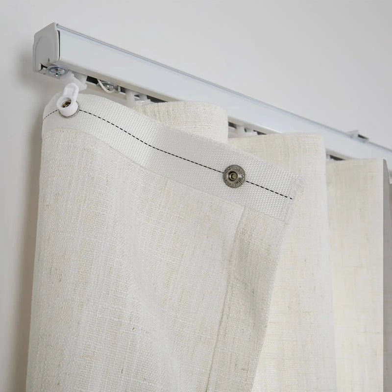 Liz Ripple Fold Linen Drapery with Snap Tape - Lora Track- -TWOPAGES