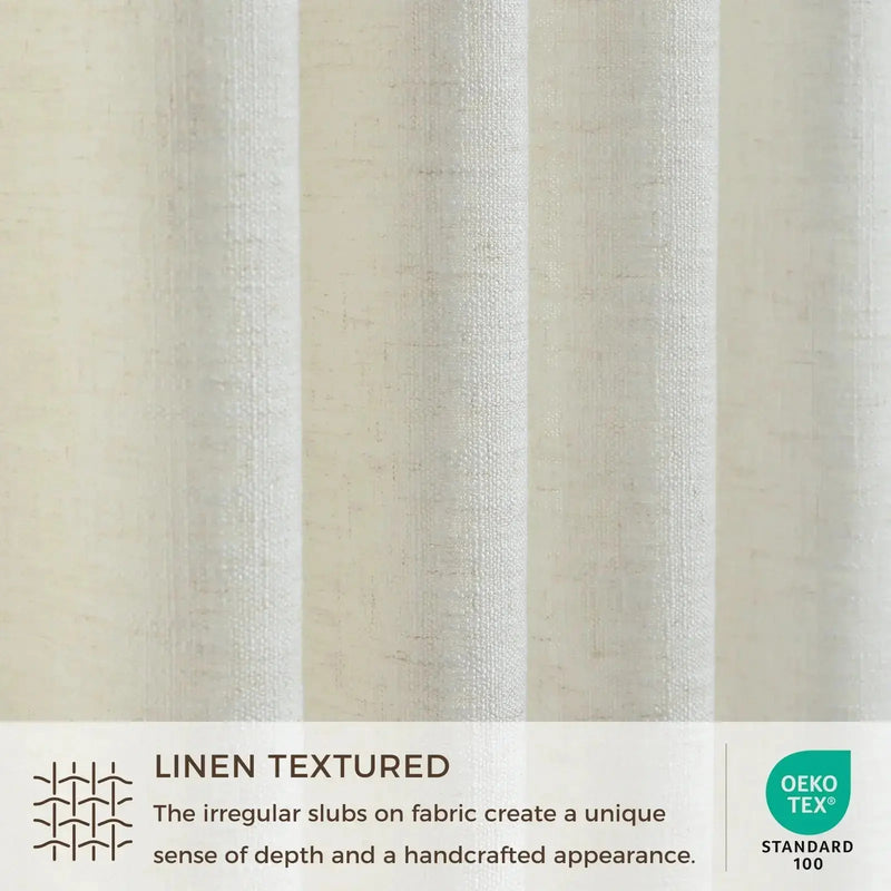 Liz Linen Ripple Fold Drapery with Wall Mount Traverse Rod- -TWOPAGES