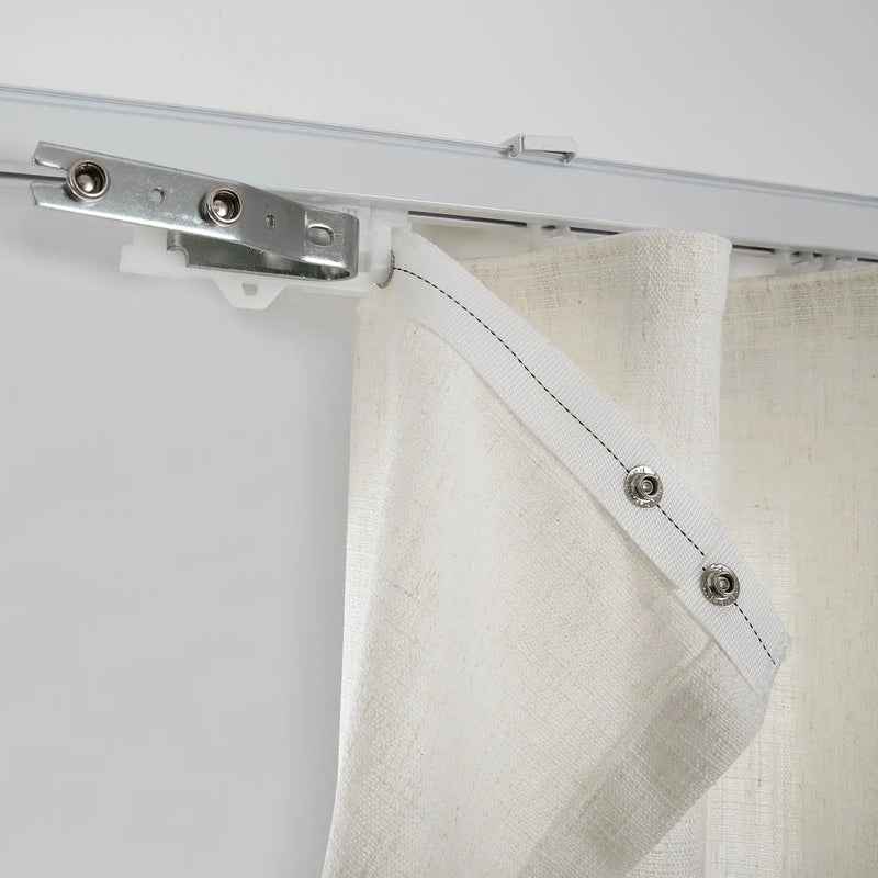 Liz Linen Ripple Fold Drapery with Snap Tape - Lora Track- -TWOPAGES