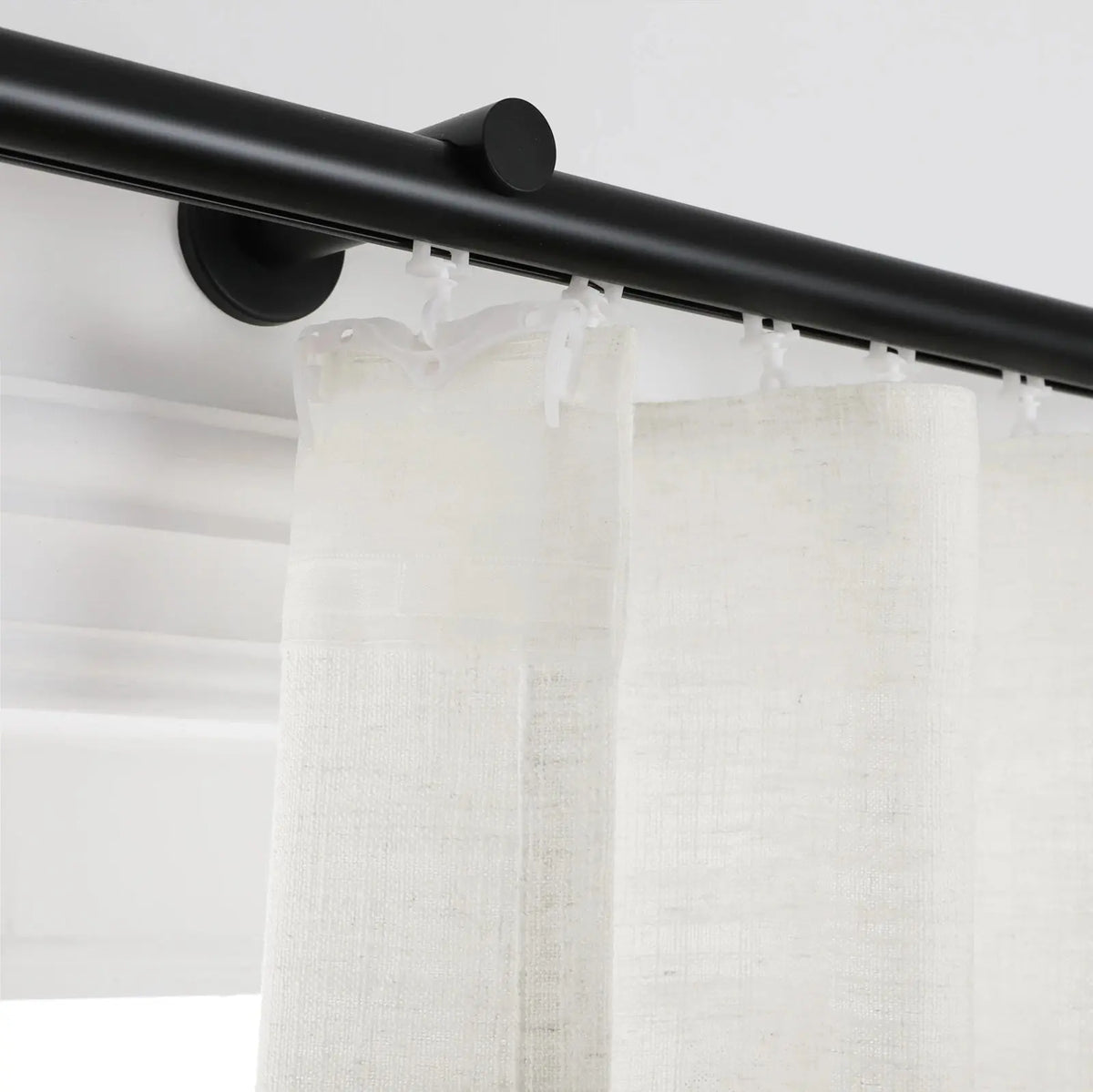 Liz Linen Ripple Fold Curtain with Belt Hook - Cato Traverse Rod- -TWOPAGES
