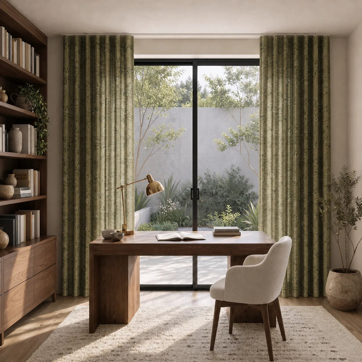 Sara Le x TWOPAGES Printed Linen S-fold Curtains with Belt Hook - Leo Track