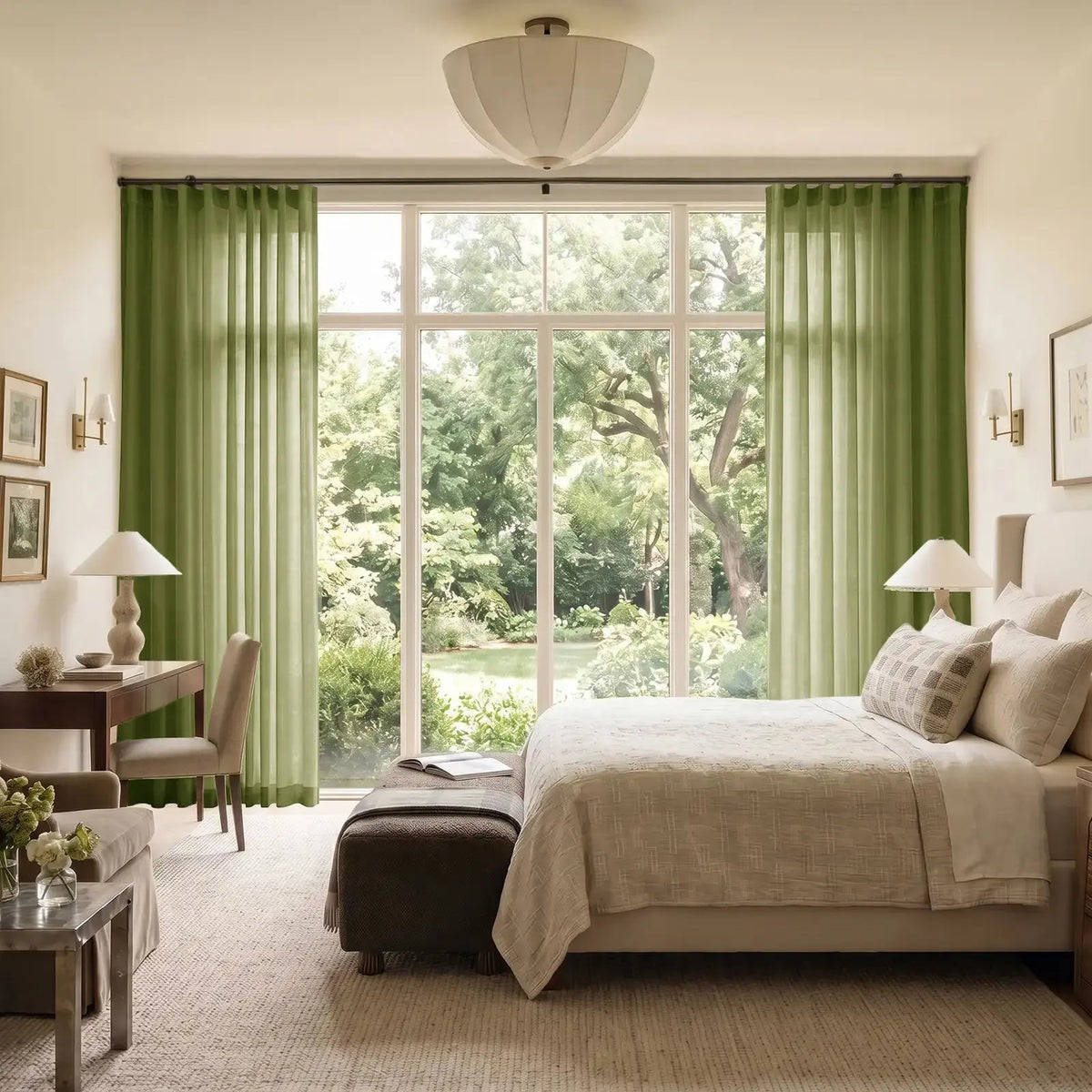 Liz Linen Ripple Fold Curtain with Belt Hook - Cato Traverse Rod- -TWOPAGES