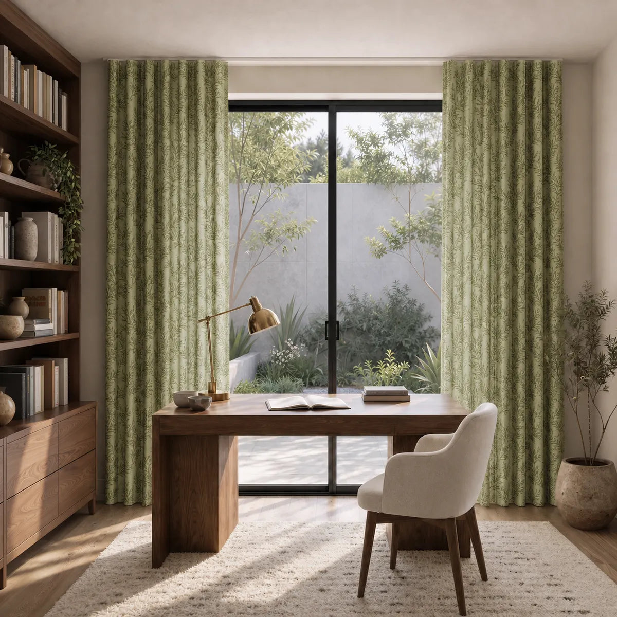 Sara Le x TWOPAGES Printed Linen S-fold Curtains with Belt Hook - Leo Track