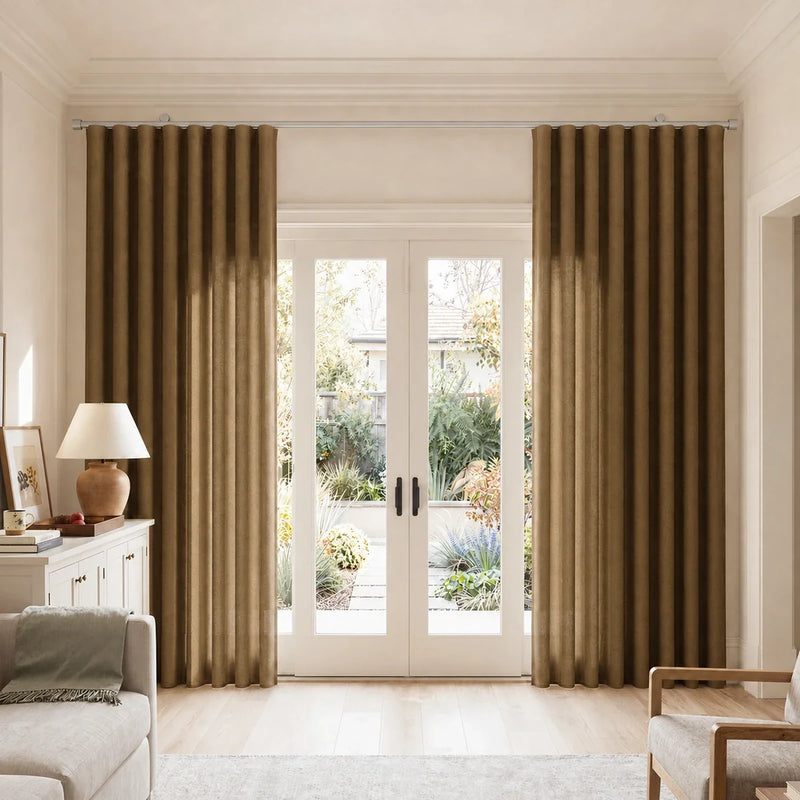 Birkin Velvet S-fold Curtains with Belt Hook - Cato Traverse Rod