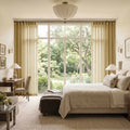 Liz Linen Ripple Fold Curtain with Belt Hook - Cato Traverse Rod- -TWOPAGES