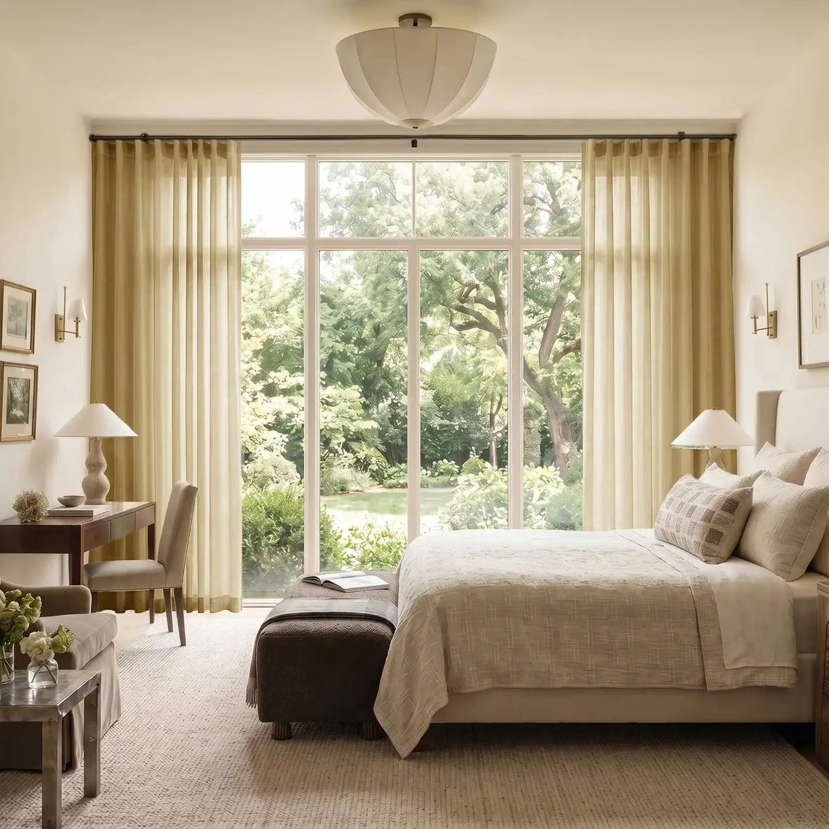 Liz Linen Ripple Fold Curtain with Belt Hook - Cato Traverse Rod- -TWOPAGES