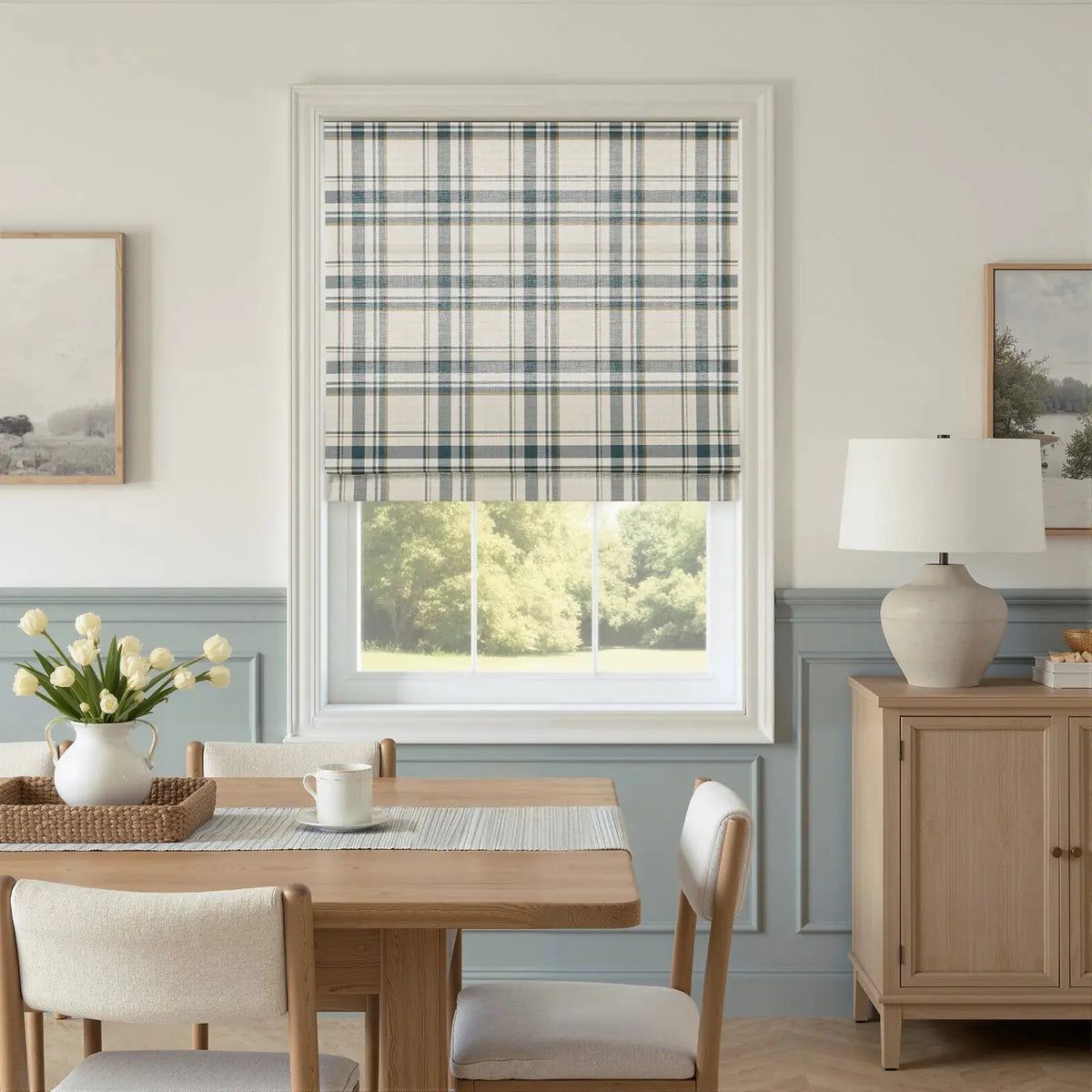 Kim Morrow Printed Cotton Roman Blind Cordless