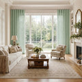 Liz Linen Ripple Fold Drapery with Snap Tape - Cato Traverse Rod- -TWOPAGES
