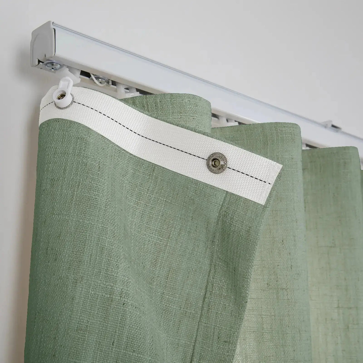 Liz Linen Ripple Fold Drapery with Snap Tape - Lora Track- -TWOPAGES